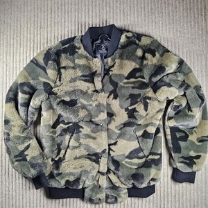 Rino & Pelle Bomber Jacket Faux Fur Camo Size 36 Womens Plush Streetwear